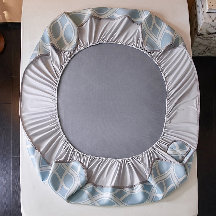 91家纺网 家纺一手货源 找家纺 千朵森 2026新款A类抗菌冰岛冰感丝床笠款凉席三件套 风格二 冰岛-晴空蓝