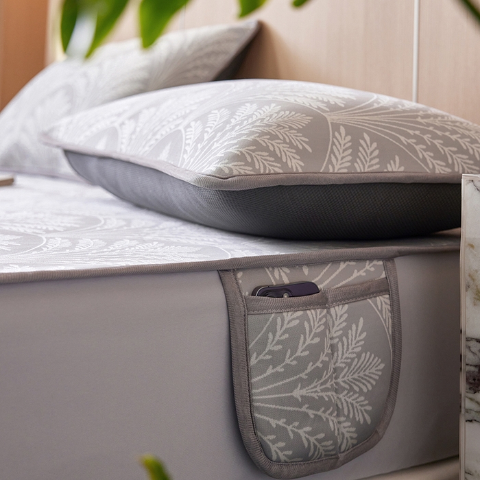 91家纺网 家纺一手货源 找家纺 千朵森 2026新款A类抗菌冰岛冰感丝床笠款凉席三件套 风格二 冰岛-山梗灰