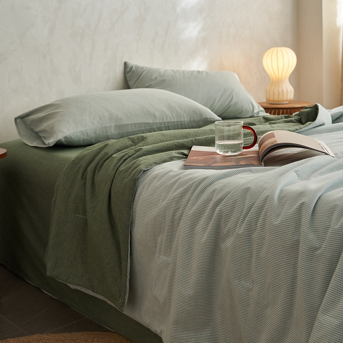 91家纺网 家纺一手货源 找家纺 （总）千朵森 2026新款A类全棉色织水洗棉夏被夏被四件套