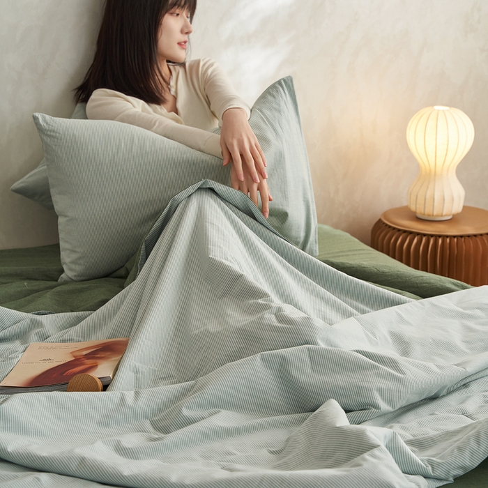 91家纺网 家纺一手货源 找家纺 （总）千朵森 2026新款A类全棉色织水洗棉夏被夏被四件套