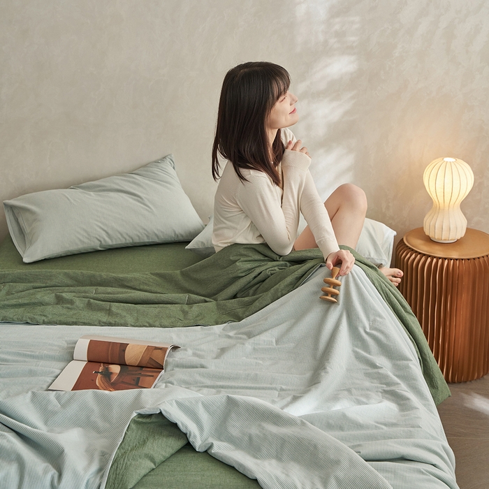 91家纺网 家纺一手货源 找家纺 （总）千朵森 2026新款A类全棉色织水洗棉夏被夏被四件套