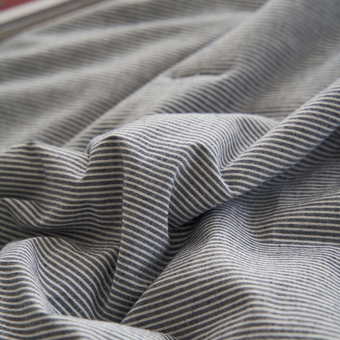 91家纺网 家纺一手货源 找家纺 千朵森 2026新款A类全棉色织水洗棉夏被夏被四件套 牛仔蓝细条纹