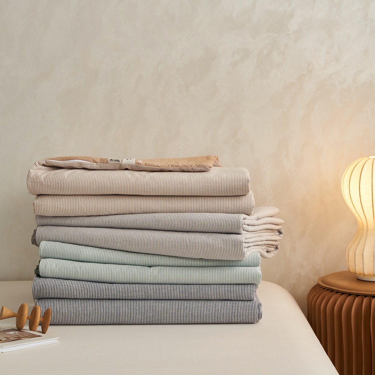 千朵森 2026新款A类全棉色织水洗棉夏被夏被四件套 叠拍图