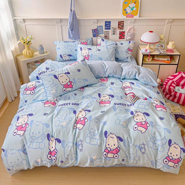91家纺网 家纺一手货源 找家纺 欧妮家纺 2025新款AB版印花水洗棉四件套系列卡通床单被套学生宿舍床上三件套-提供买家秀 茶椰丸子