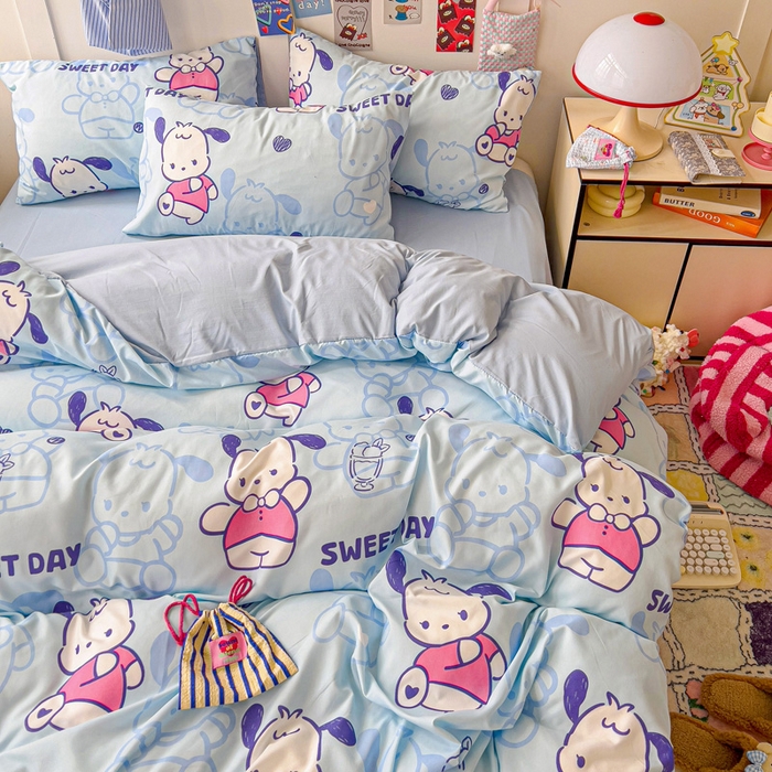 91家纺网 家纺一手货源 找家纺 欧妮家纺 2025新款AB版印花水洗棉四件套系列卡通床单被套学生宿舍床上三件套-提供买家秀 茶椰丸子