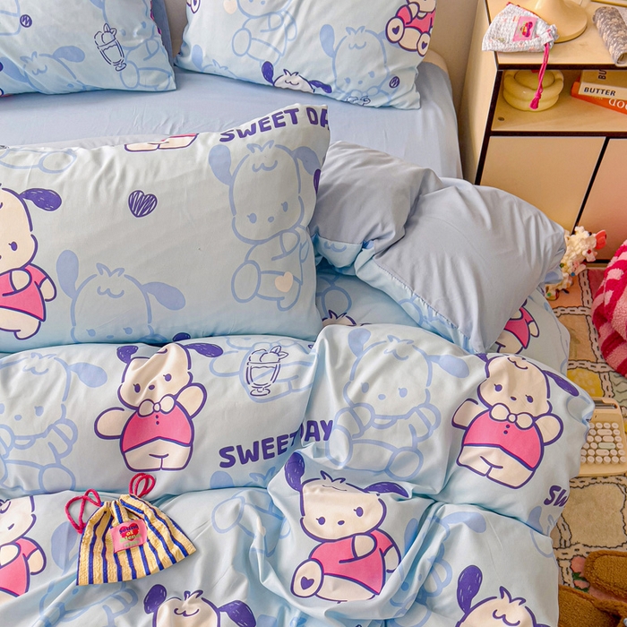 91家纺网 家纺一手货源 找家纺 欧妮家纺 2025新款AB版印花水洗棉四件套系列卡通床单被套学生宿舍床上三件套-提供买家秀 茶椰丸子