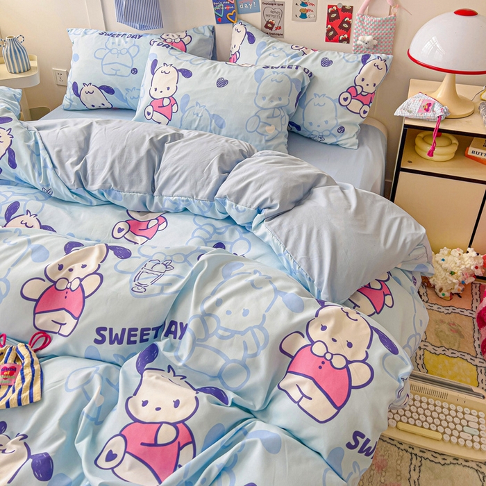 91家纺网 家纺一手货源 找家纺 欧妮家纺 2025新款AB版印花水洗棉四件套系列卡通床单被套学生宿舍床上三件套-提供买家秀 茶椰丸子
