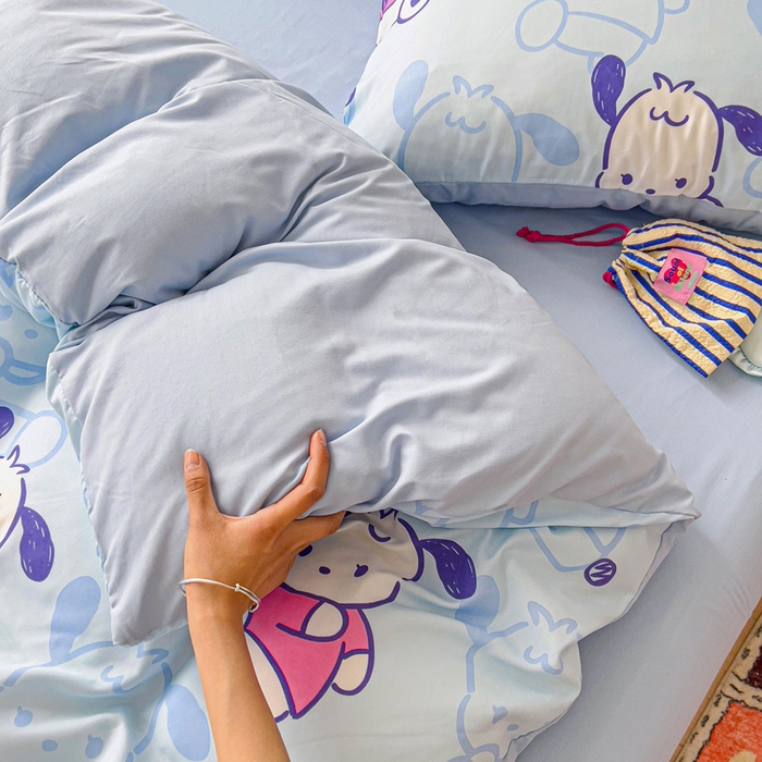 91家纺网 家纺一手货源 找家纺 欧妮家纺 2025新款AB版印花水洗棉四件套系列卡通床单被套学生宿舍床上三件套-提供买家秀 茶椰丸子