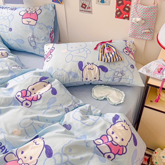 91家纺网 家纺一手货源 找家纺 欧妮家纺 2025新款AB版印花水洗棉四件套系列卡通床单被套学生宿舍床上三件套-提供买家秀 茶椰丸子