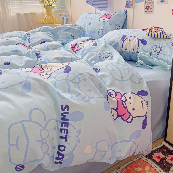 91家纺网 家纺一手货源 找家纺 欧妮家纺 2025新款AB版印花水洗棉四件套系列卡通床单被套学生宿舍床上三件套-提供买家秀 茶椰丸子