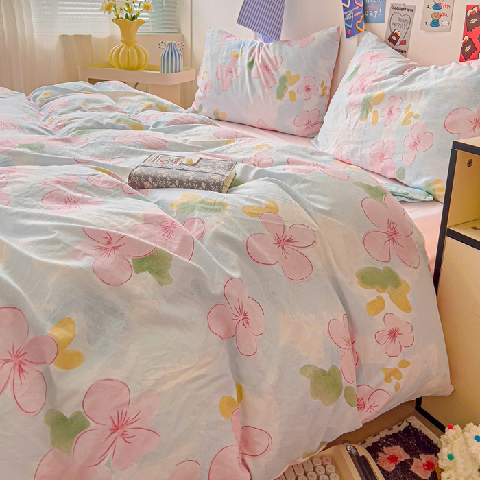 91家纺网 家纺一手货源 找家纺 欧妮家纺 2025新款AB版印花水洗棉四件套系列卡通床单被套学生宿舍床上三件套-提供买家秀 花岛