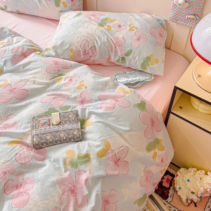 91家纺网 家纺一手货源 找家纺 欧妮家纺 2025新款AB版印花水洗棉四件套系列卡通床单被套学生宿舍床上三件套-提供买家秀 花岛