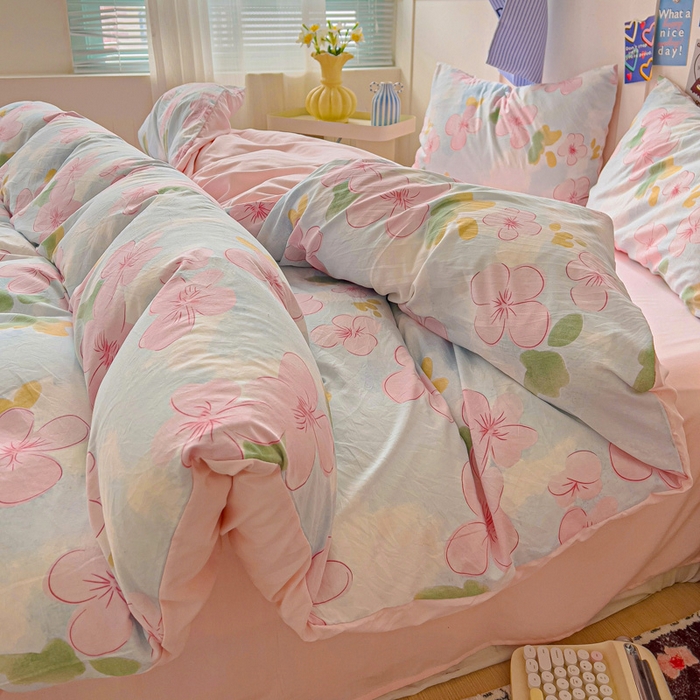 91家纺网 家纺一手货源 找家纺 欧妮家纺 2025新款AB版印花水洗棉四件套系列卡通床单被套学生宿舍床上三件套-提供买家秀 花岛