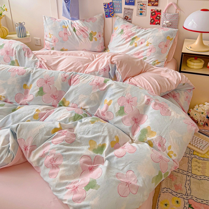 91家纺网 家纺一手货源 找家纺 欧妮家纺 2025新款AB版印花水洗棉四件套系列卡通床单被套学生宿舍床上三件套-提供买家秀 花岛