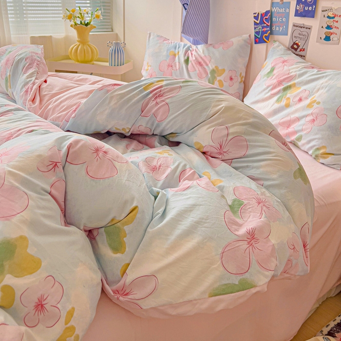 91家纺网 家纺一手货源 找家纺 欧妮家纺 2025新款AB版印花水洗棉四件套系列卡通床单被套学生宿舍床上三件套-提供买家秀 花岛