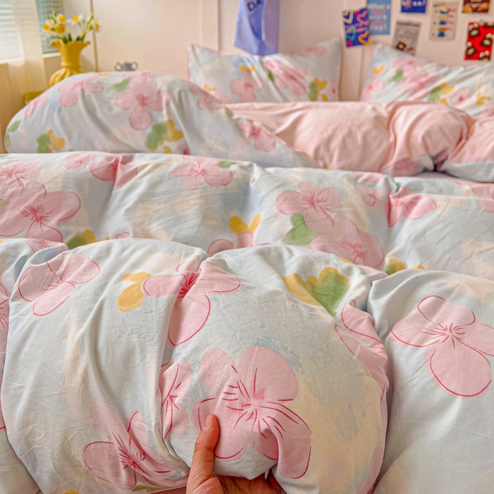 91家纺网 家纺一手货源 找家纺 欧妮家纺 2025新款AB版印花水洗棉四件套系列卡通床单被套学生宿舍床上三件套-提供买家秀 花岛