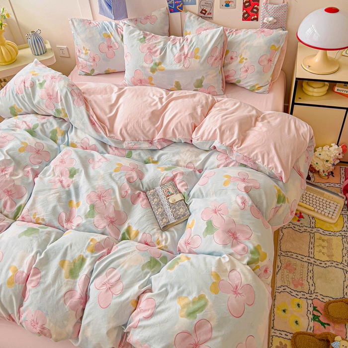 91家纺网 家纺一手货源 找家纺 欧妮家纺 2025新款AB版印花水洗棉四件套系列卡通床单被套学生宿舍床上三件套-提供买家秀 花岛