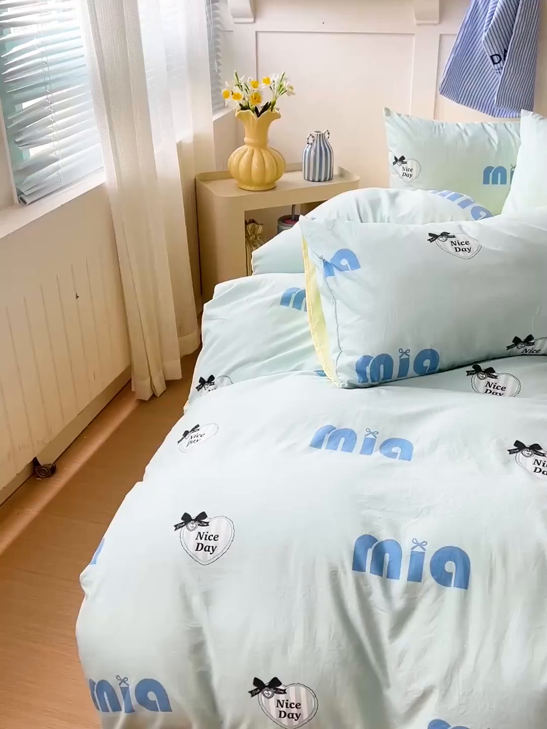 91家纺网 家纺一手货源 找家纺 欧妮家纺 2025新款AB版印花水洗棉四件套系列卡通床单被套学生宿舍床上三件套-提供买家秀 蓝莓梨子