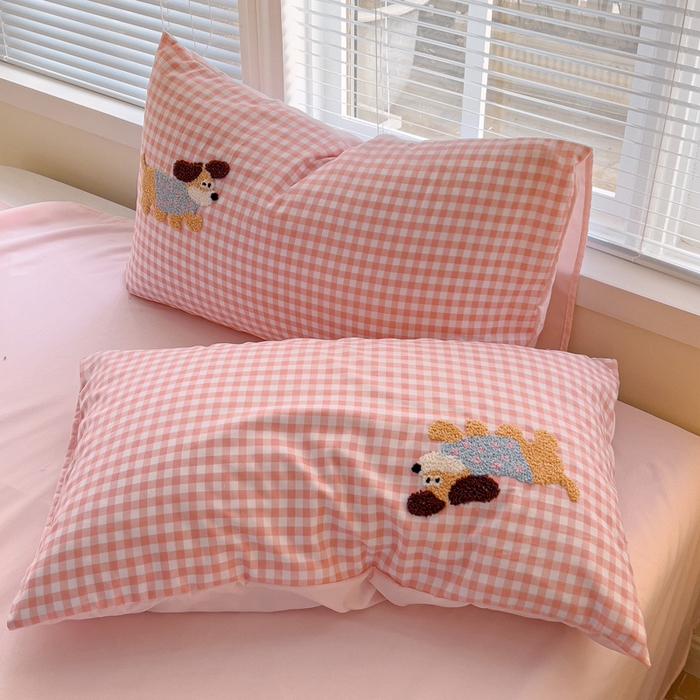 91家纺网 家纺一手货源 找家纺 （总）欧妮家纺 2025新款纯色毛巾绣枕套磨毛水洗棉枕头套刺绣枕罩枕皮-枕套系列