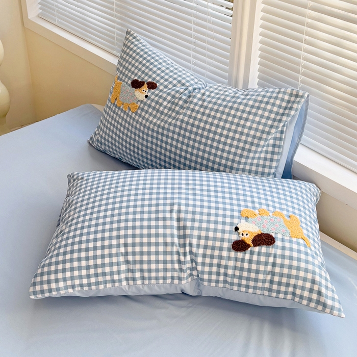 91家纺网 家纺一手货源 找家纺 （总）欧妮家纺 2025新款纯色毛巾绣枕套磨毛水洗棉枕头套刺绣枕罩枕皮-枕套系列