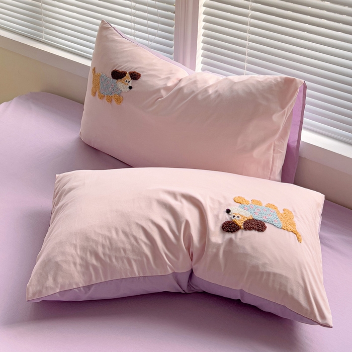 91家纺网 家纺一手货源 找家纺 （总）欧妮家纺 2025新款纯色毛巾绣枕套磨毛水洗棉枕头套刺绣枕罩枕皮-枕套系列