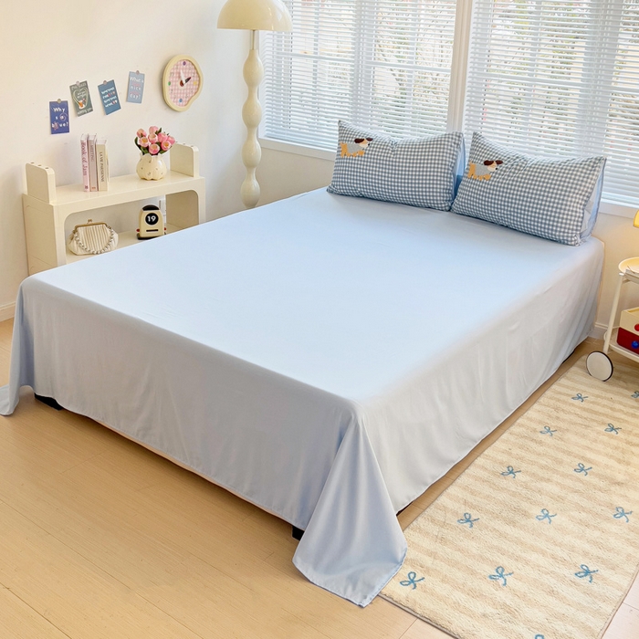 91家纺网 家纺一手货源 找家纺 （总）欧妮家纺 2025新款简约纯色水洗棉单床单单件床笠枕套三件套-床单系列