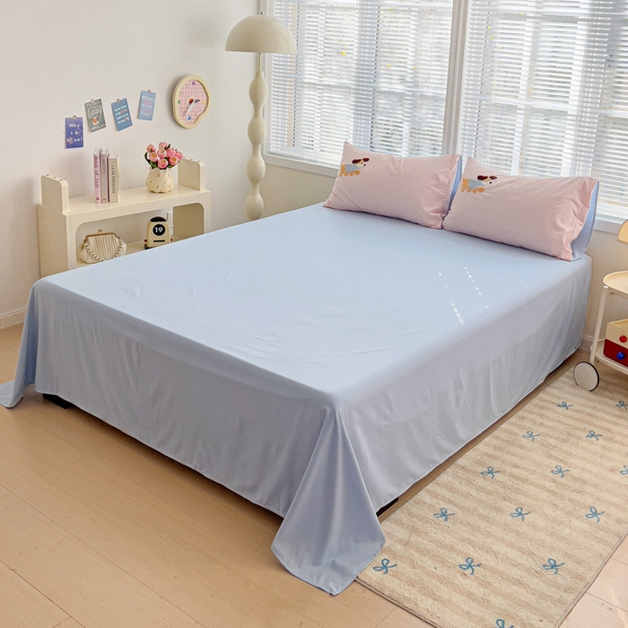 91家纺网 家纺一手货源 找家纺 （总）欧妮家纺 2025新款简约纯色水洗棉单床单单件床笠枕套三件套-床单系列