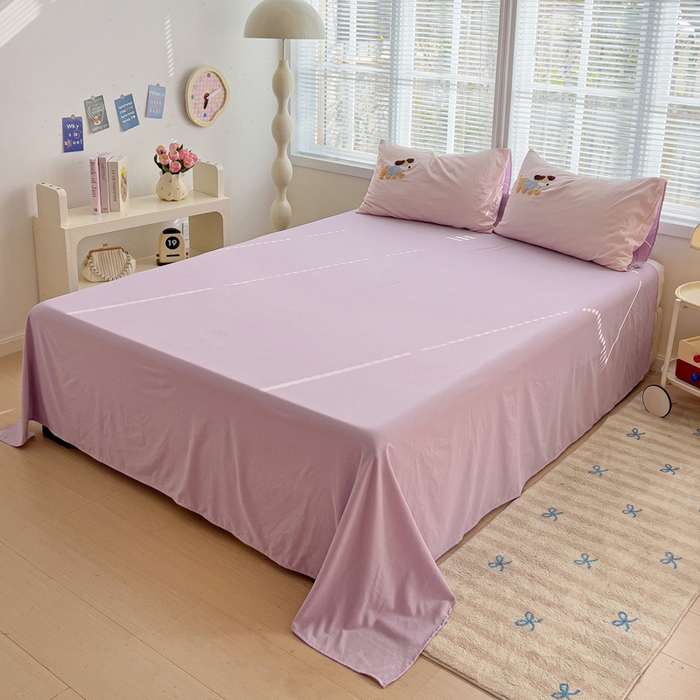 91家纺网 家纺一手货源 找家纺 （总）欧妮家纺 2025新款简约纯色水洗棉单床单单件床笠枕套三件套-床单系列