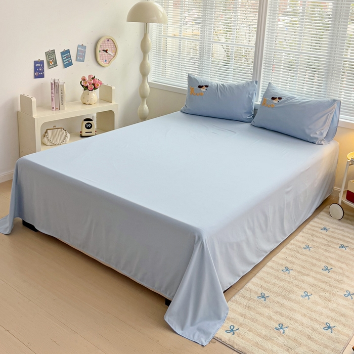 91家纺网 家纺一手货源 找家纺 （总）欧妮家纺 2025新款简约纯色水洗棉单床单单件床笠枕套三件套-床单系列