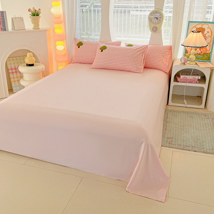 91家纺网 家纺一手货源 找家纺 （总）欧妮家纺 2025新款简约纯色水洗棉单床单单件床笠枕套三件套-床单系列