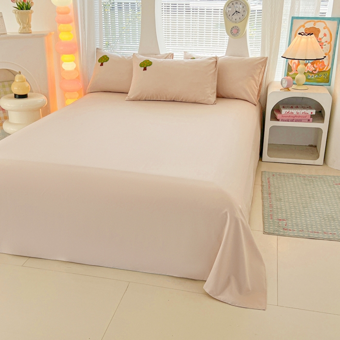 91家纺网 家纺一手货源 找家纺 （总）欧妮家纺 2025新款简约纯色水洗棉单床单单件床笠枕套三件套-床单系列