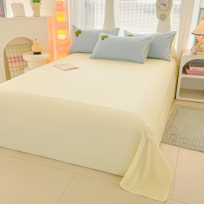 91家纺网 家纺一手货源 找家纺 （总）欧妮家纺 2025新款简约纯色水洗棉单床单单件床笠枕套三件套-床单系列