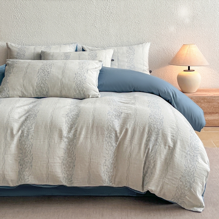 91家纺网 家纺一手货源 找家纺 恋人优选 2026新款全棉纯棉三层提花四件套 花蔓吟-兰