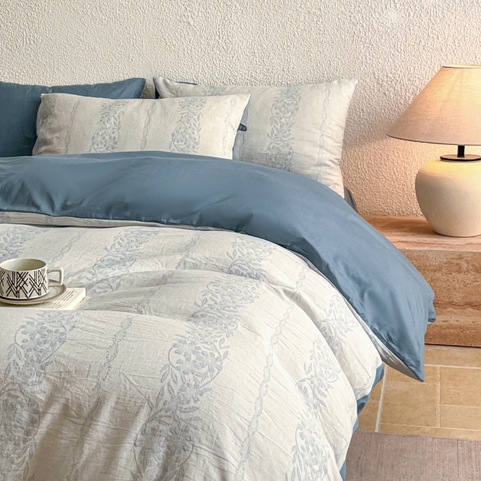 91家纺网 家纺一手货源 找家纺 恋人优选 2026新款全棉纯棉三层提花四件套 花蔓吟-兰