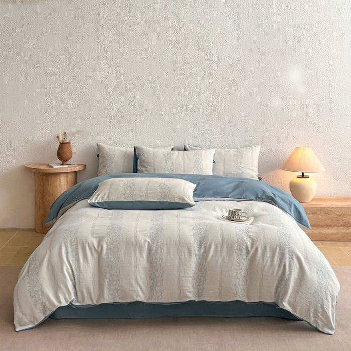 91家纺网 家纺一手货源 找家纺 恋人优选 2026新款全棉纯棉三层提花四件套 花蔓吟-兰