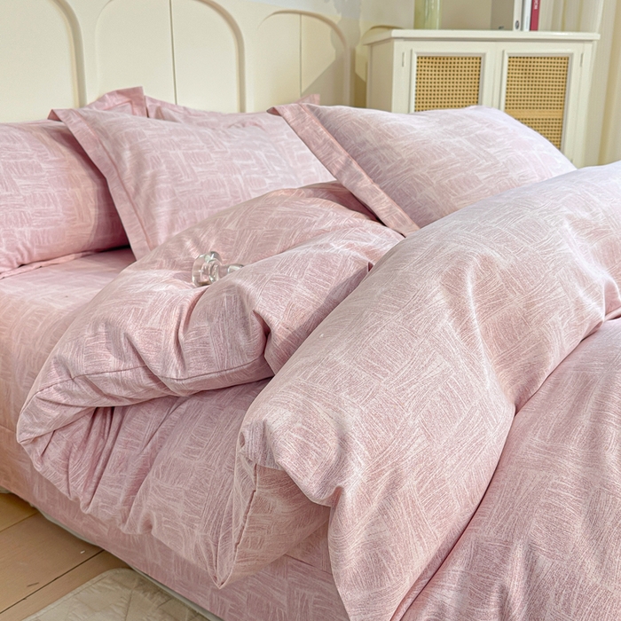 91家纺网 家纺一手货源 找家纺 凌鼎 2026新款喷气加厚磨毛四件套系列1都市新贵粉