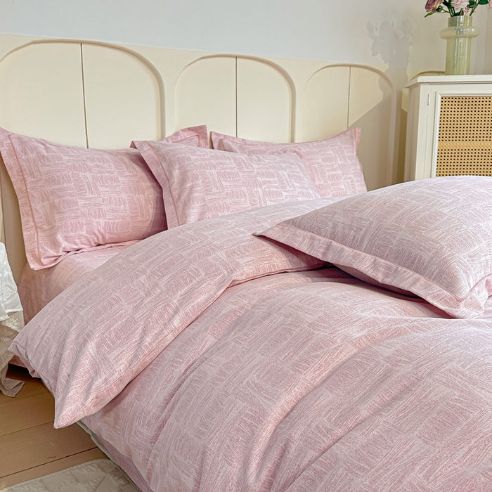 91家纺网 家纺一手货源 找家纺 凌鼎 2026新款喷气加厚磨毛四件套系列1都市新贵粉