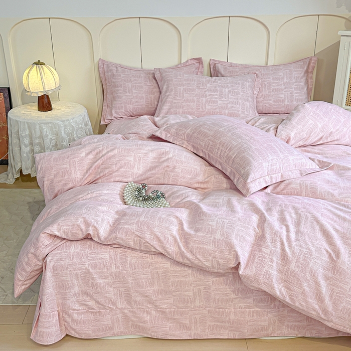 91家纺网 家纺一手货源 找家纺 凌鼎 2026新款喷气加厚磨毛四件套系列1都市新贵粉