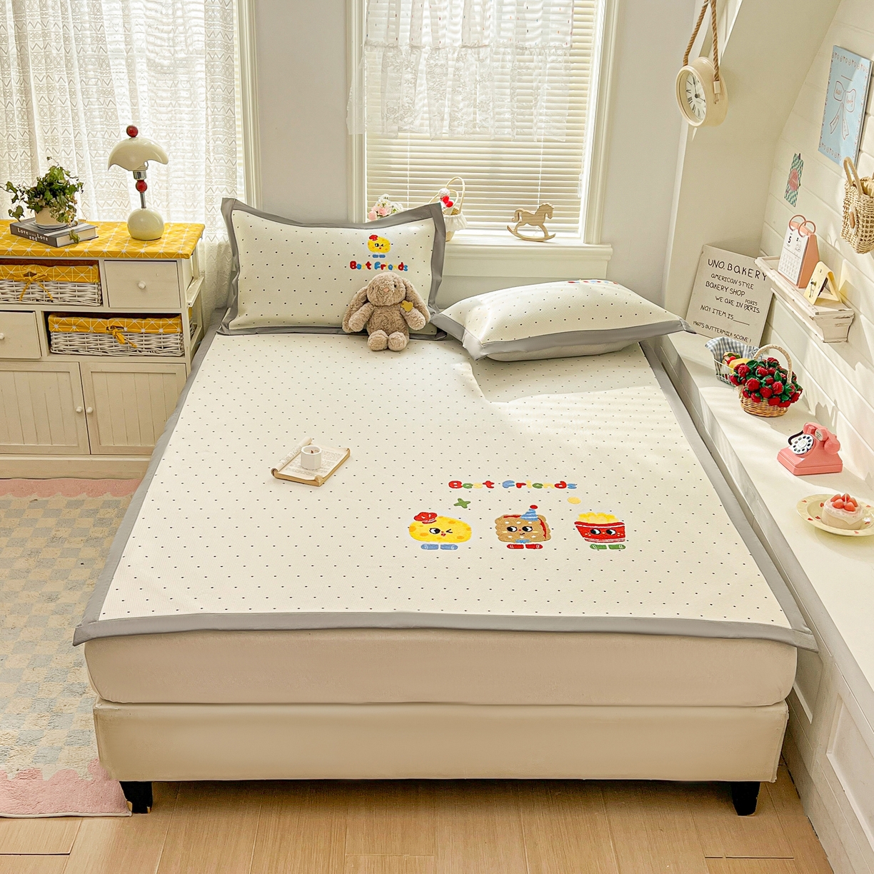 91家纺网 家纺一手货源 找家纺 （总）十里居 2026新款A类凉感PE毛巾绣提花凉席席子-奶酪饼干系列