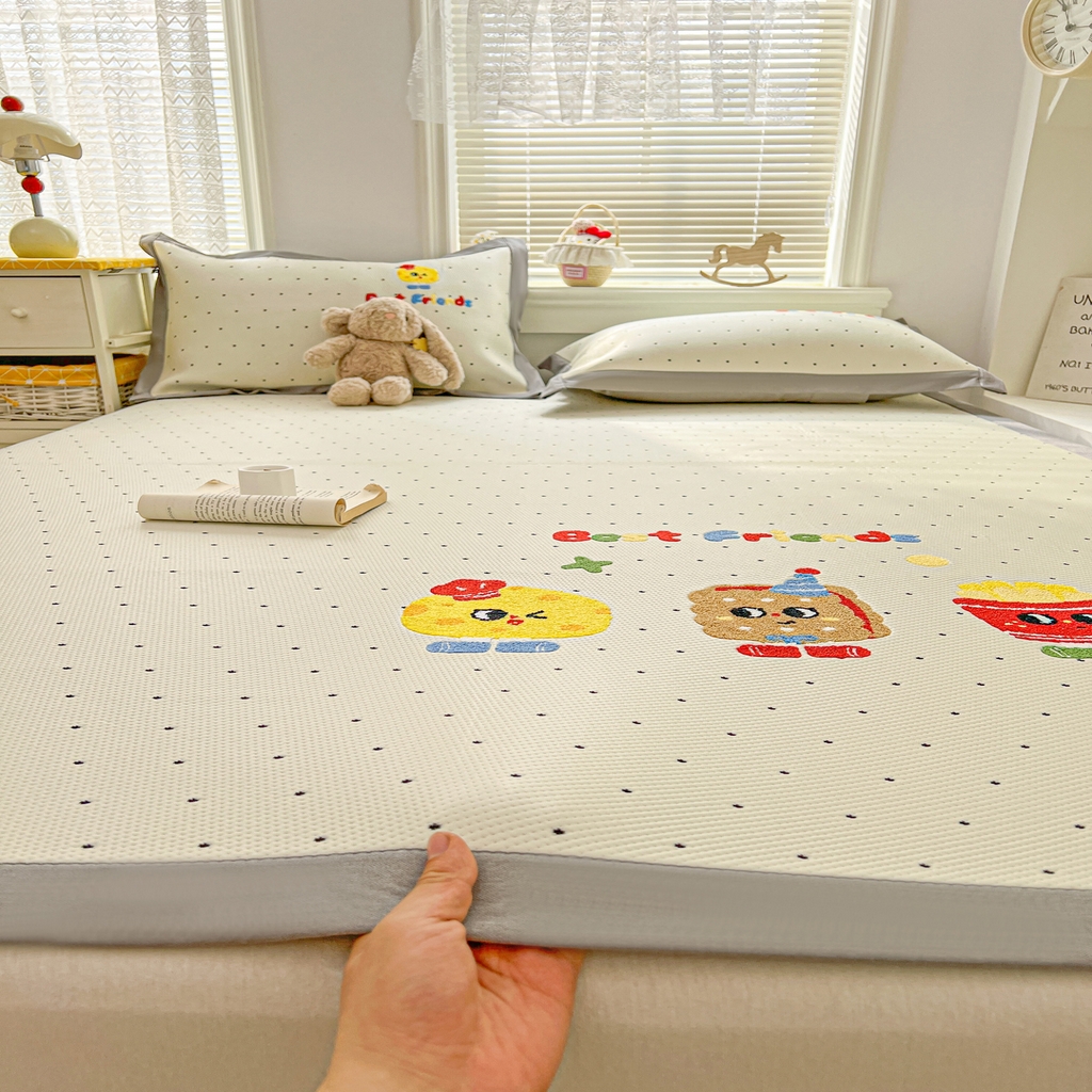 91家纺网 家纺一手货源 找家纺 （总）十里居 2026新款A类凉感PE毛巾绣提花凉席席子-奶酪饼干系列