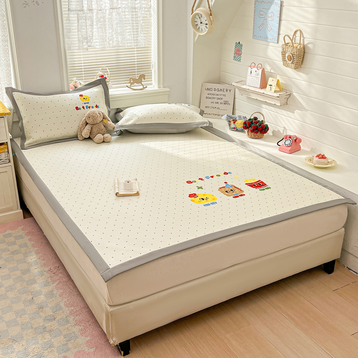 91家纺网 家纺一手货源 找家纺 （总）十里居 2026新款A类凉感PE毛巾绣提花凉席席子-奶酪饼干系列