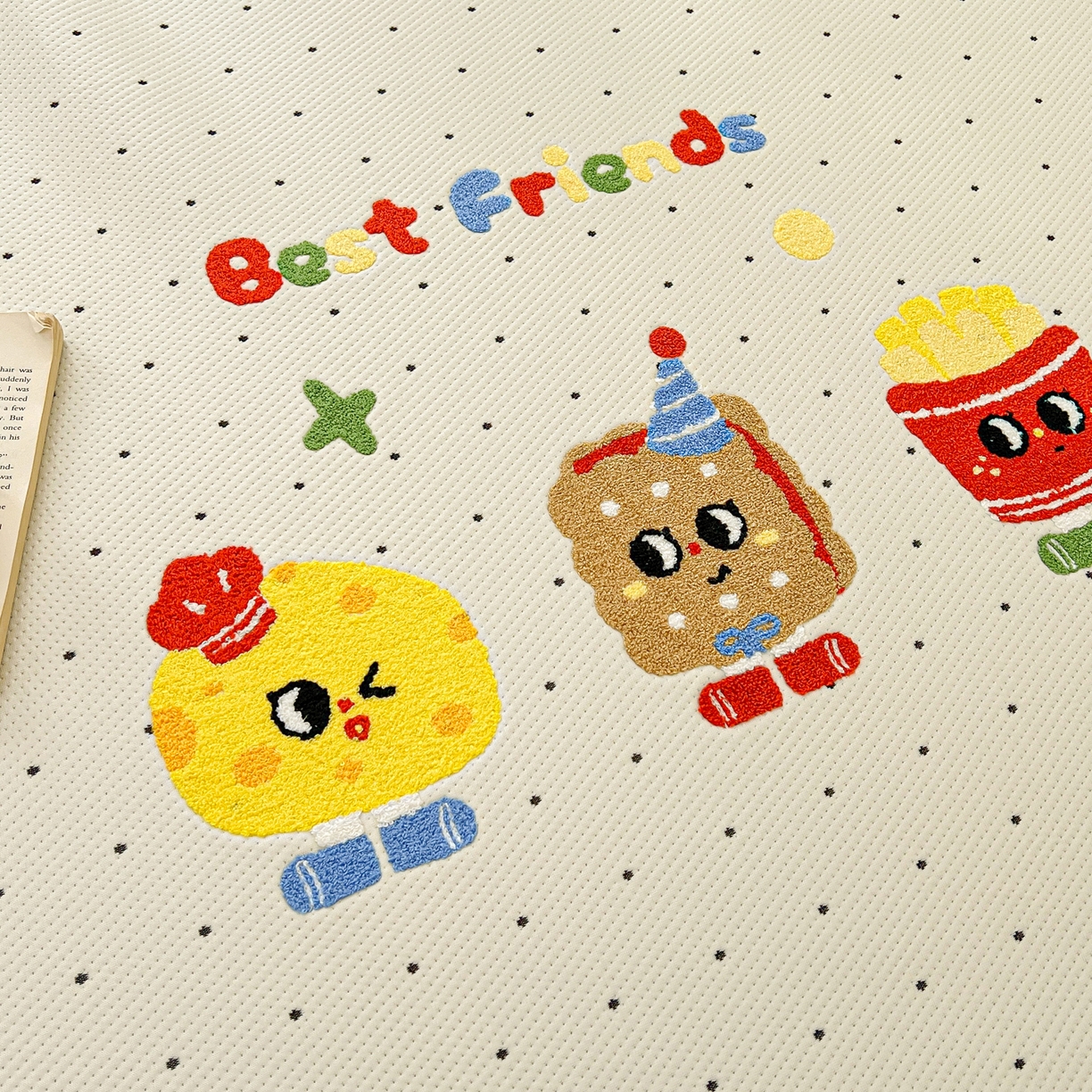 91家纺网 家纺一手货源 找家纺 十里居 2026新款A类凉感PE毛巾绣提花凉席席子-奶酪饼干系列 奶酪饼干-波点白