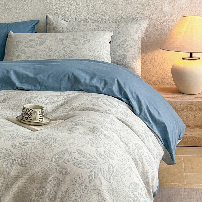 91家纺网 家纺一手货源 找家纺 恋人优选 2026新款全棉纯棉三层提花四件套 茎叶时光-兰