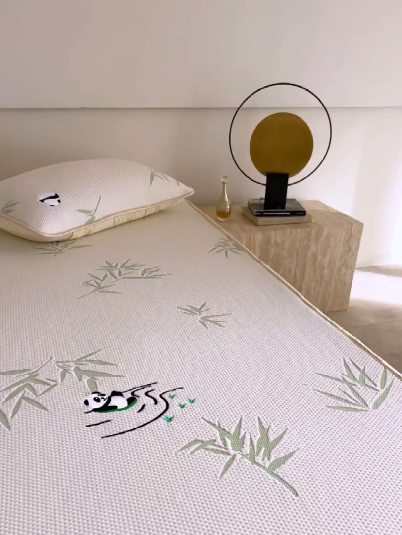 91家纺网 家纺一手货源 找家纺 千朵森 2026新款冰岛冰感丝绿野仙踪床笠款凉席三件套 绿野仙踪-浅米黄