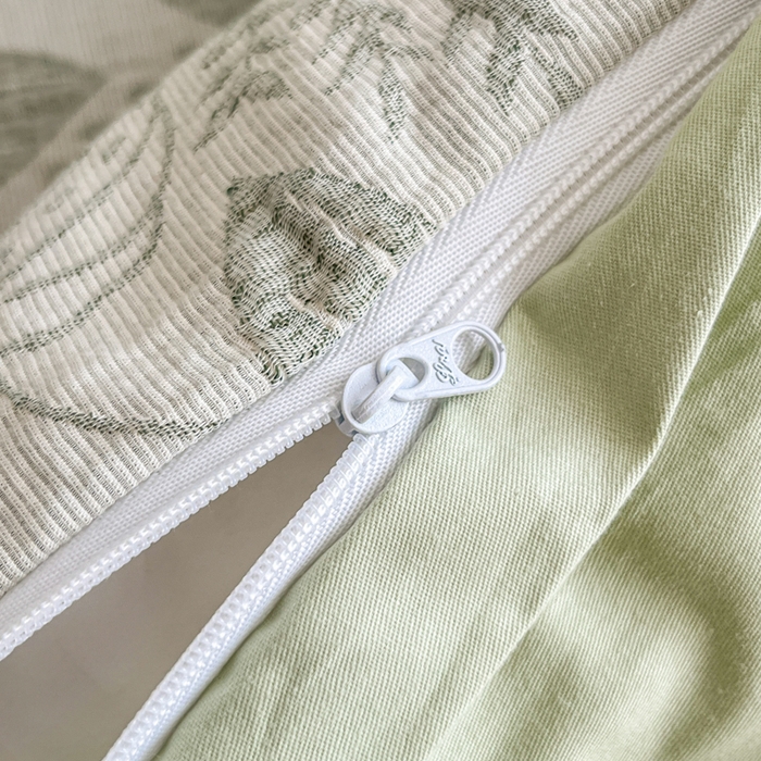 91家纺网 家纺一手货源 找家纺 恋人优选 2026新款全棉纯棉三层提花四件套 茎叶时光-绿