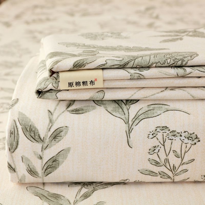 91家纺网 家纺一手货源 找家纺 （总）欧妮家纺 2025新款全棉纯棉老粗布床单夏季空调凉席子三件套-花卉系列