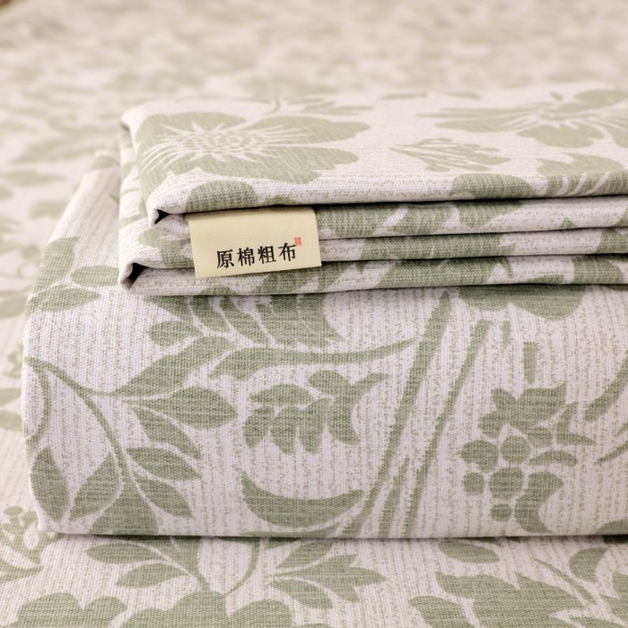 91家纺网 家纺一手货源 找家纺 （总）欧妮家纺 2025新款全棉纯棉老粗布床单夏季空调凉席子三件套-花卉系列