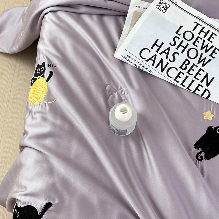 91家纺网 家纺一手货源 找家纺 （总）波比可可 2026新款春夏凉感莱赛尔60支兰精天丝绣花夏被四件套