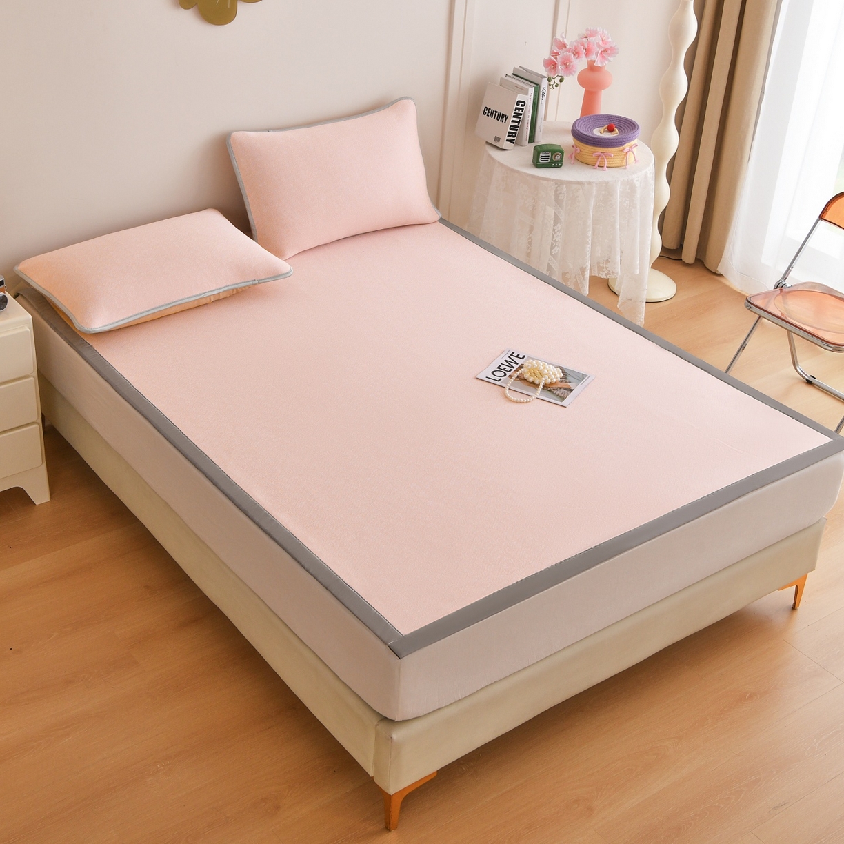 91家纺网 家纺一手货源 找家纺 （总）金艾草 2026新款PE冰豆豆席凉感凉席单件席子平铺款