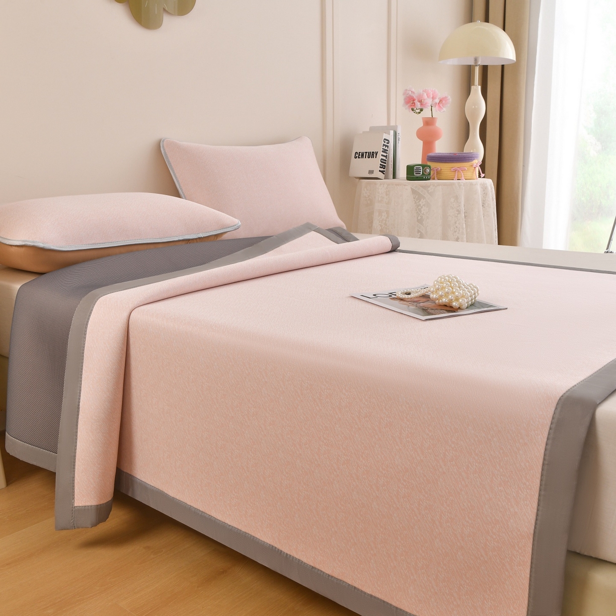 91家纺网 家纺一手货源 找家纺 （总）金艾草 2026新款PE冰豆豆席凉感凉席单件席子平铺款